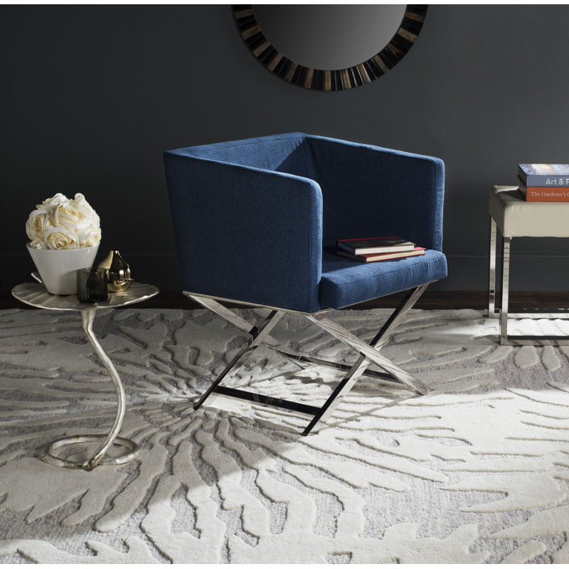 Fauteuil en polyester de 23,4 po Caycen, Tissu marine