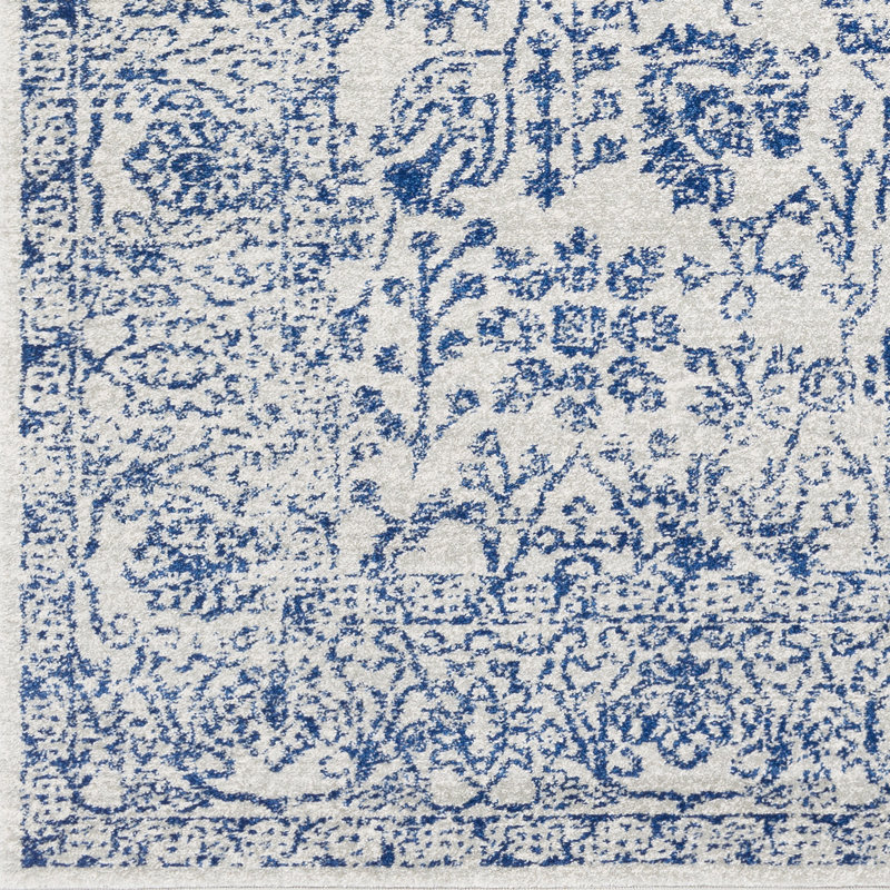 Tapis bleu foncé / gris clair Hillsby, Tapis de couloir 2 pi 7 po x 7 pi 3 po