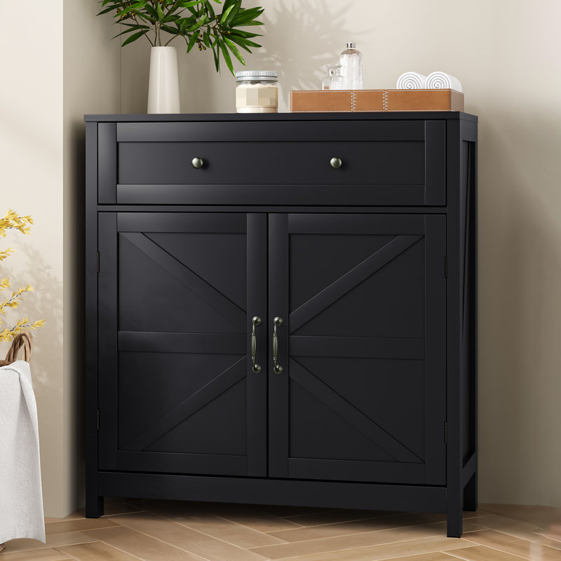 30'' Wide Office Cabinet Filing Credenza With Drawer And Adjustable Shelves, Black