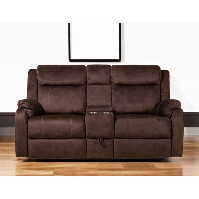 Causeuse inclinable manuelle de 70 po avec rangement brun foncé