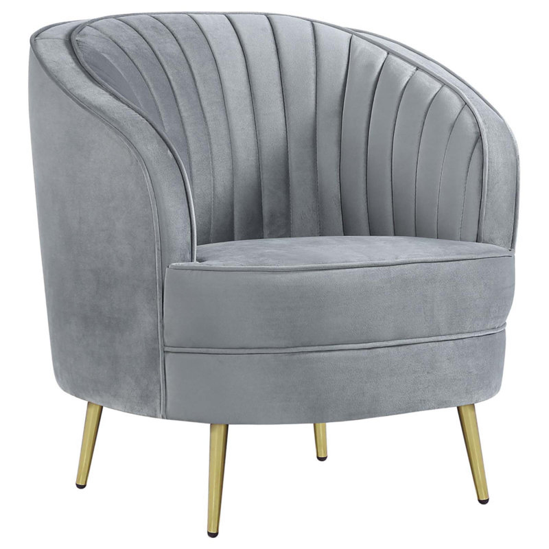 Chaise capitonnée grise et dorée