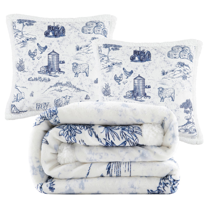 Ensemble de 2 jetés Campfire Sherpa Western Southwestern Lodge, Blue Farm Life