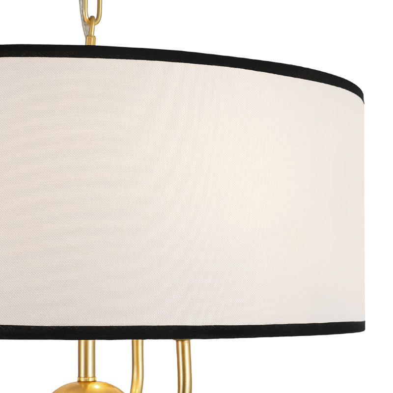 Americana-Style 3-Light Trimmed Linen Drum Pendant