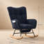 Ensemble chaise berçante et repose-pieds en tissu Teddy bleu foncé, fauteuil d'allaitement à oreilles avec poche de rangement