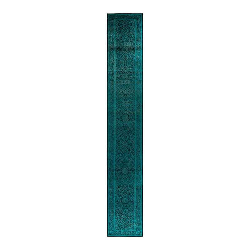 Tapis noué à la main de conception unique Holsworth - vert