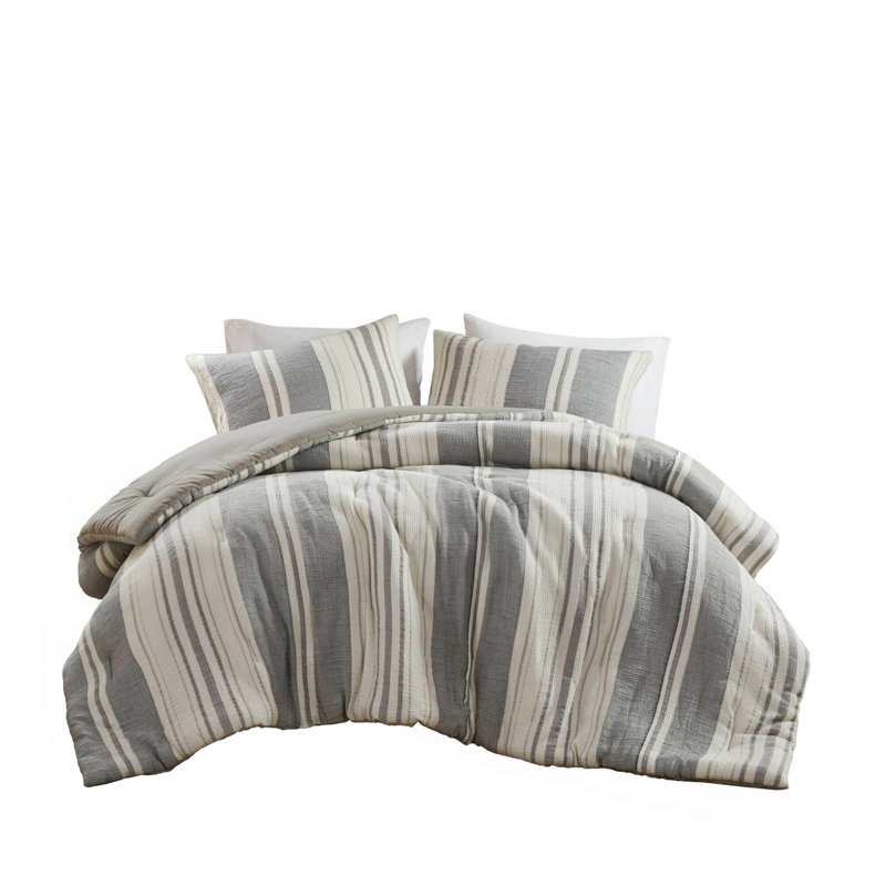 3PCS Full/Queen Comforter 3 PCS Set, Gray, Full/Queen Comforter + 2 Standard Shams