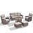 Alvina 5-Piece All Weather Outdoor Wicker Patio Conversation Set With Square Fire Pit Table, Swivel Gliders And Side Table-436450001-436450000-436450005
