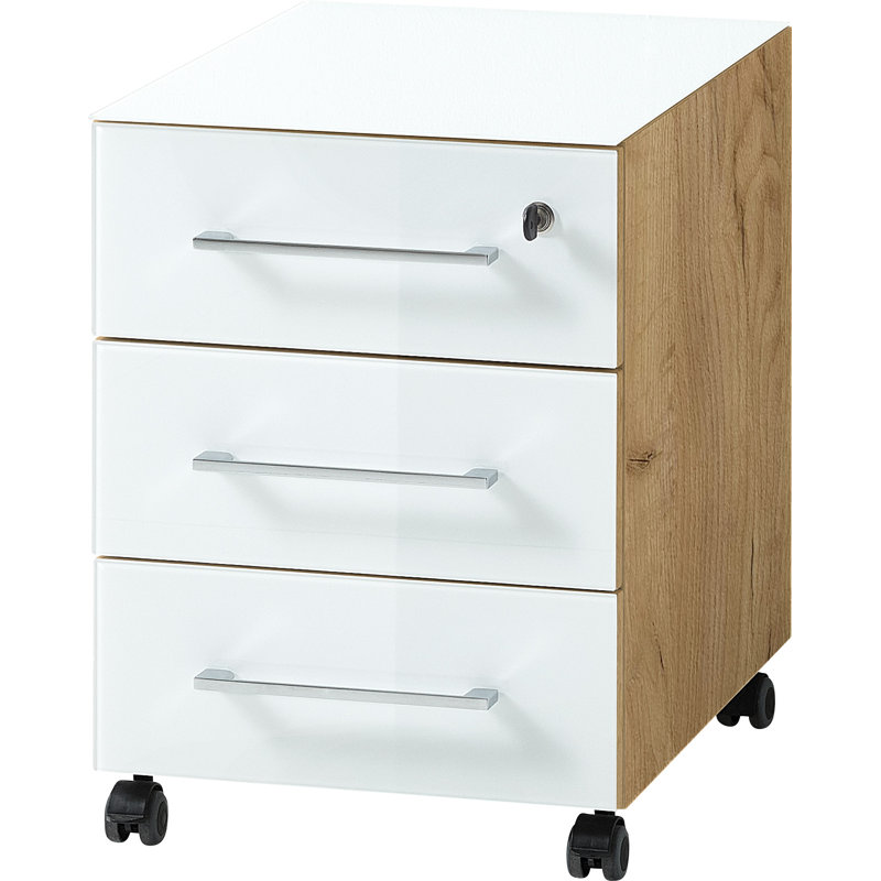 Jorgensen 40 cm W 3 -Drawer Filing Cabinet, Navarra Oak Repro/White