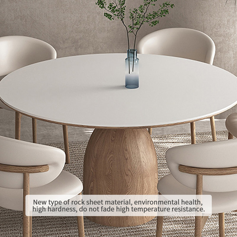 Simple Solid Wood Rock Slab Round Dining Tables., 29.5"H x 59"L x 59"W