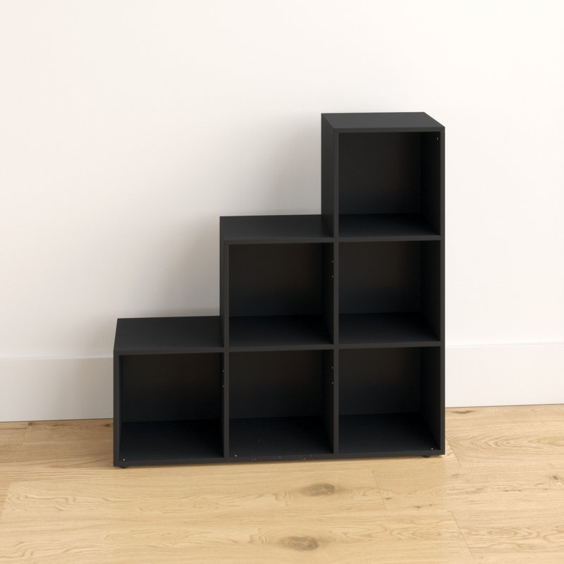 Selina 90.5cm H x 89cm W Wood Cube Bookcase, Black