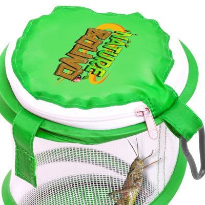 Nature Bound: Pop Up Critter Catcher - Green - 8" Insect Observation Habitat, Carabiner Clip & Zipper Lid, Folds Flat, Breathable Mesh Sides, Kids 3+