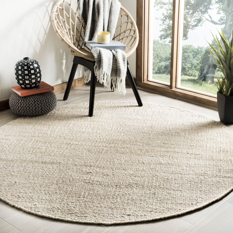 Fitzwater Hand Woven Jute Area Rug, Rond 4 pi