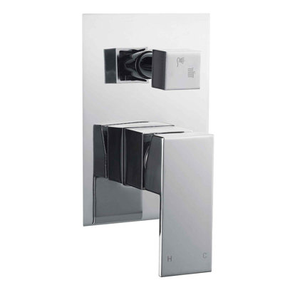 Chrome Mixer Manual Bathroom Tap Square Double Concealed Diverter Shower Valve