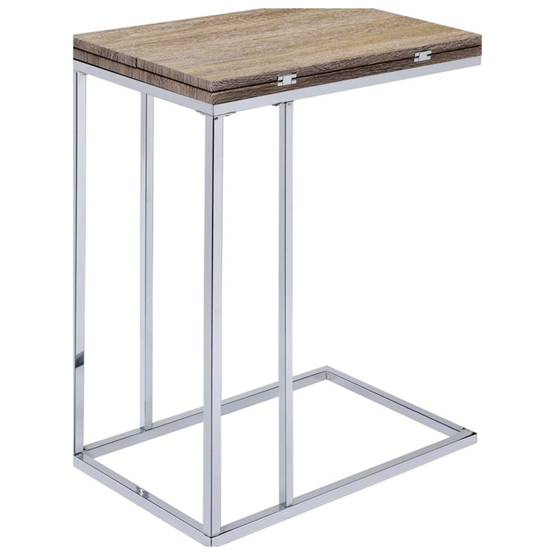 Millington End Table With Extension Top, Side Table With Folding Top, Rectangular Accent Table