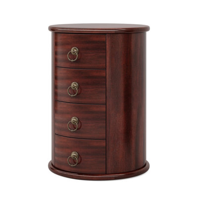 TribeSigns Wood End Table, Round Side Table With 4 Drawers(No Assembly Required)