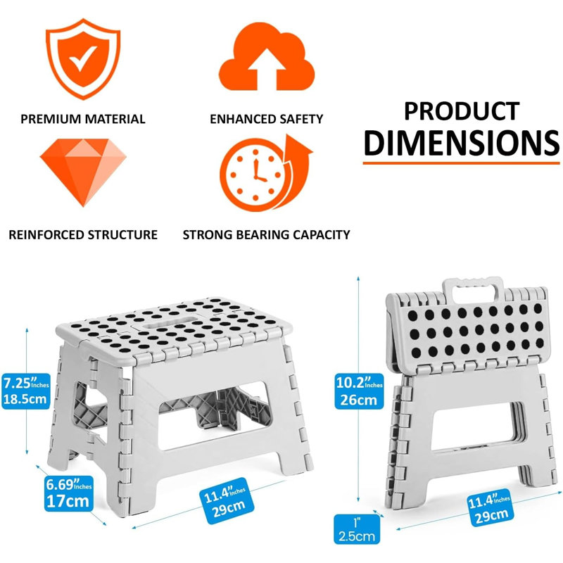 Small Folding Plastic Step Stool White