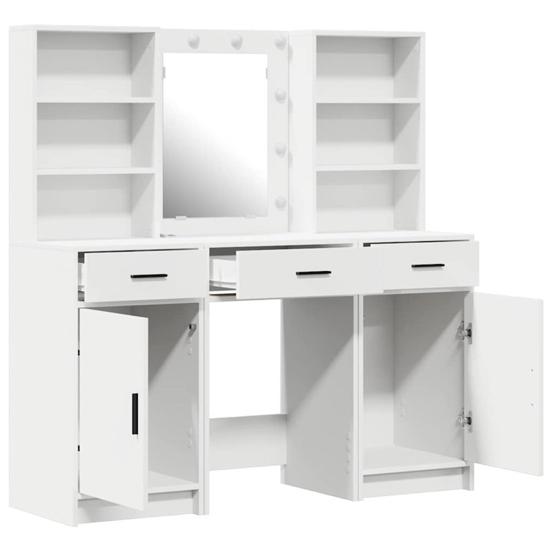 Dressing Table with Mirror, White