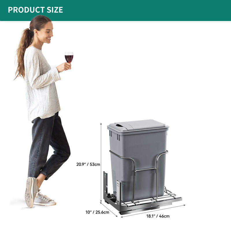 Resin Touch Top Pull Out Trash Can - 30 Gallons