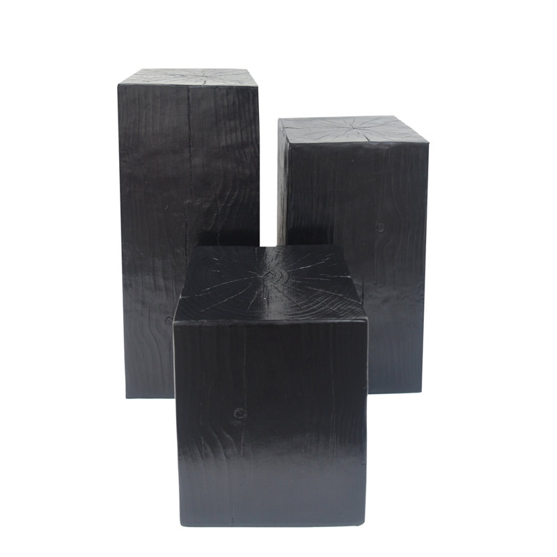 Retro natural style Side Table Set ,Stackable End Tables,Square-Column MGO Side Table for for Living Room, Bedroom, Office