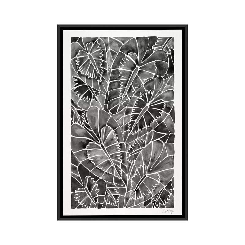 Strickler noir Schismatoglottis Calyptrata, H 26 po x l 18 po x P 1,5 po, Toile avec cadre noir, Pas de tapis