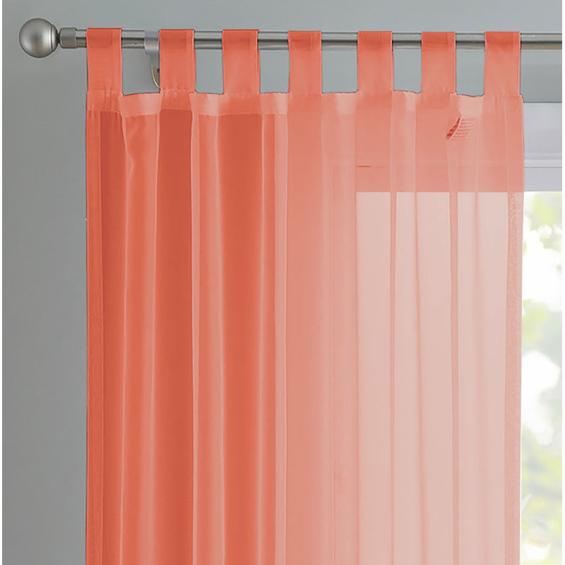 Birdsall Tab Top Sheer Single Curtain Panel, 144 W x 137 D cm, Terracotta