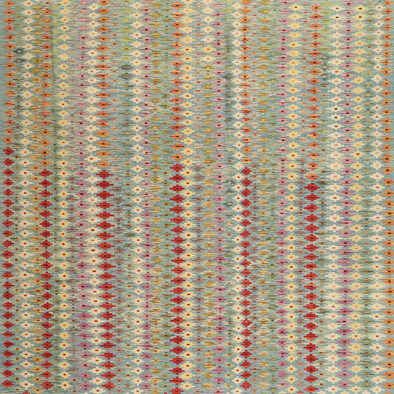 Tapis abstrait beige / brun / bleu, Carré 8 pi