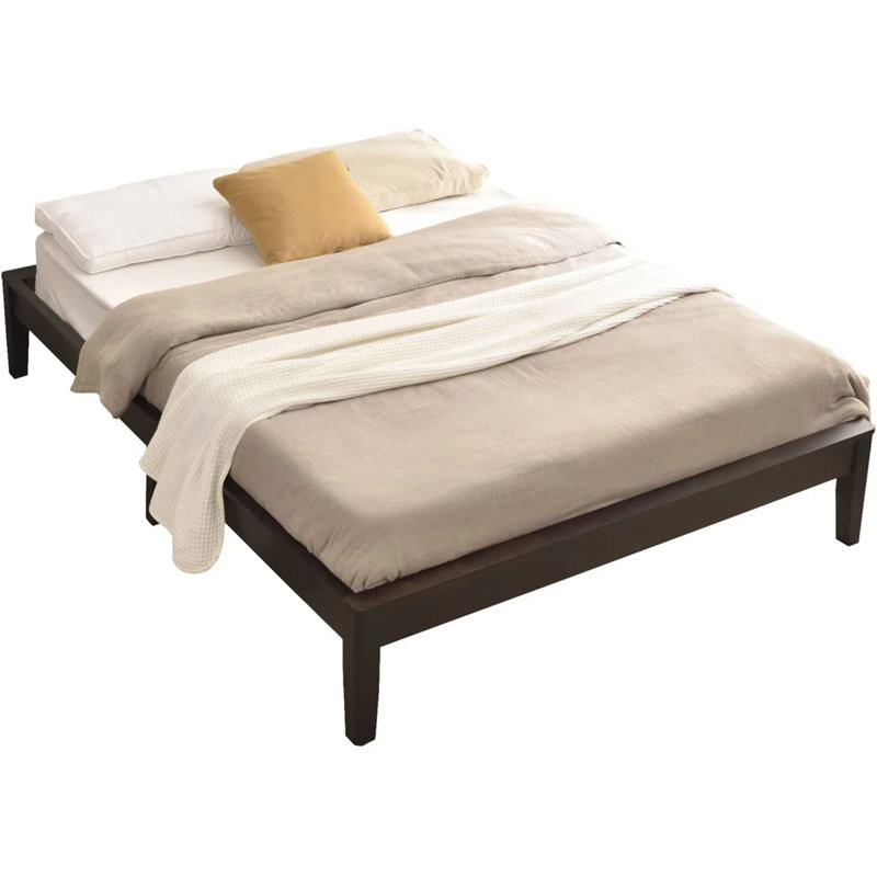 Solid Pine Wood Platform Bed Frame, Tobacco, Full