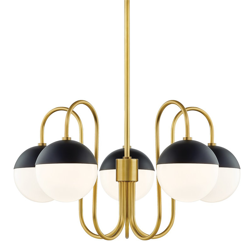 Renee 5 - Light Unique/Statement Chandelier, Aged Brass