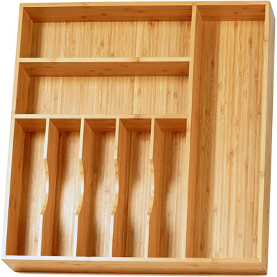 Large Bamboo Kitchen Drawer Organizer – 19"x19"