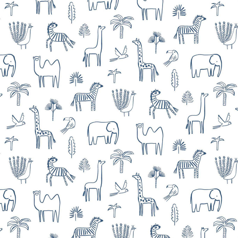 Funky Jungle 10.05m x 52cm Wallpaper Roll, Navy