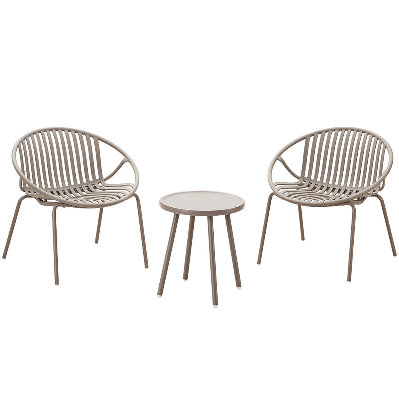 Patio Furniture Set, 3 Piece Resin Weave Seating Group with Table and 2 Resin Chairs, Outdoor Conversation Set for Garden