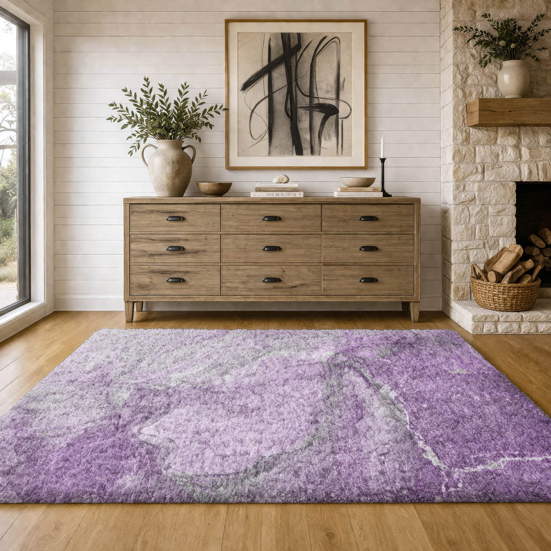 Tapis de qualité supérieure lavable à la machine à poils longs ADS524, Lilas, 10 pi x 14 pi