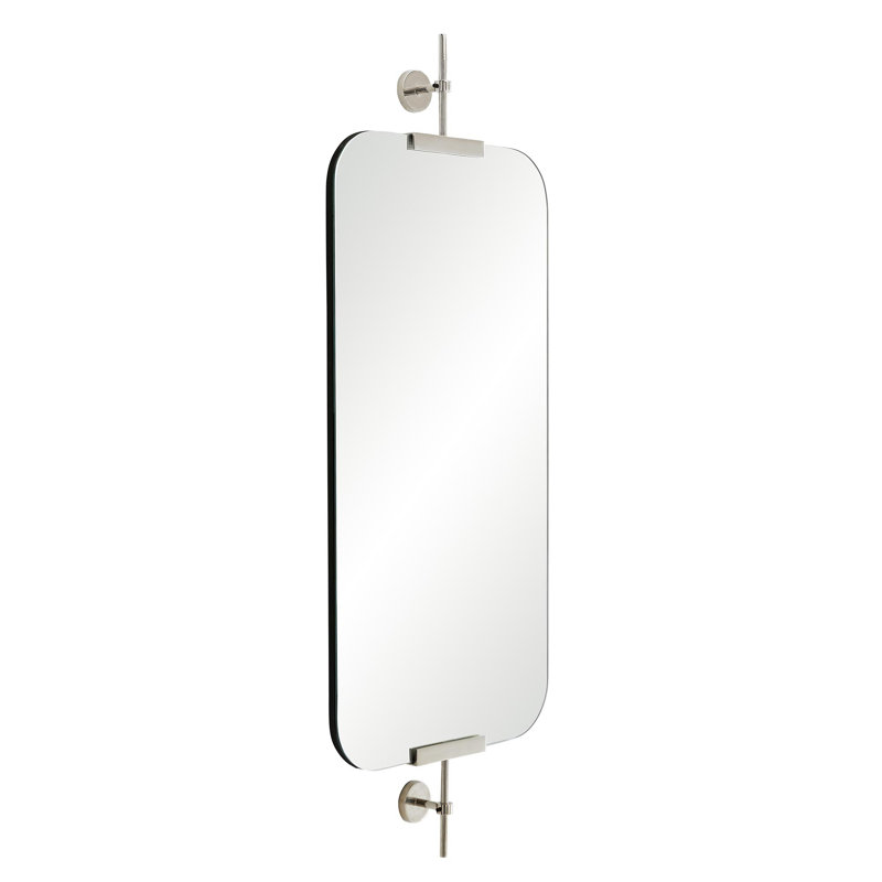Madden Flat Metal Wall Mirror, Polished Nickel