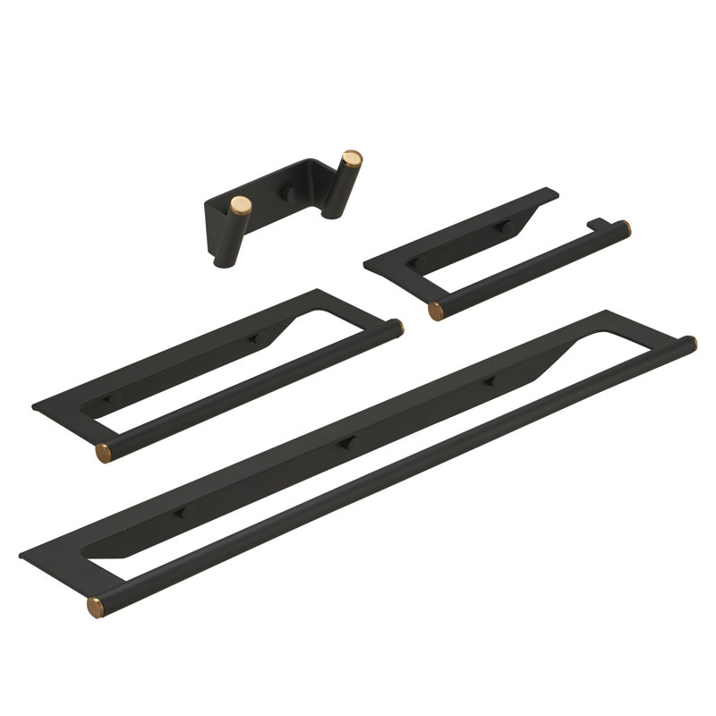 Ensemble de quincaillerie de salle de bain 4 pièces, Noir mat