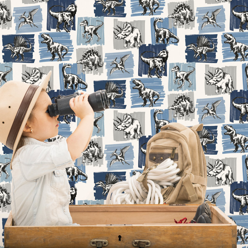 Kids and Teens Collection Dinosaurs Wallpaper Roll, Blue