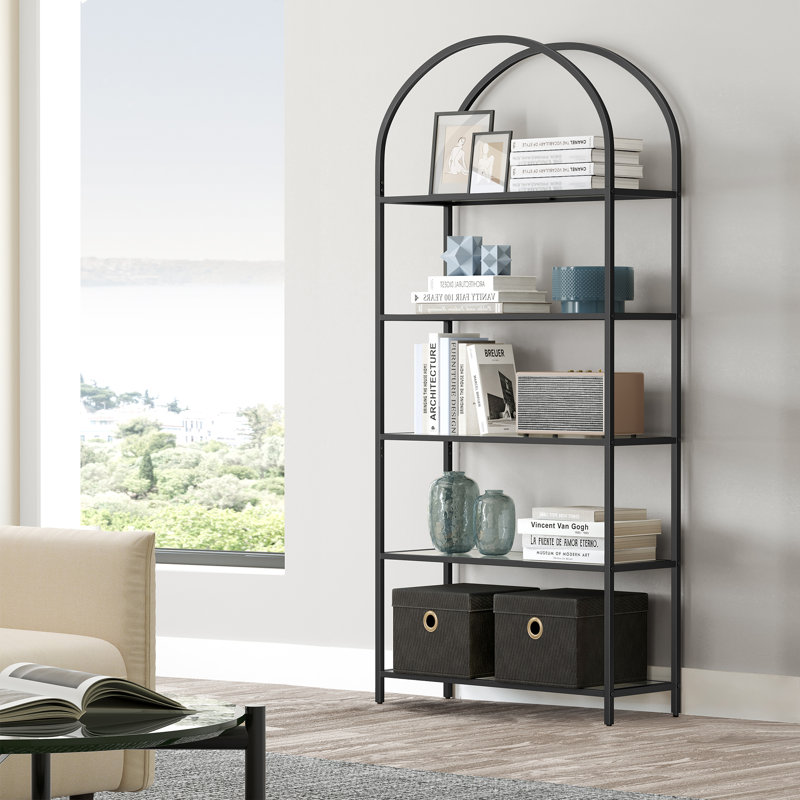 Étagère à livres H 72,2 po x l 32,7 po Adrianne, Noir/gris