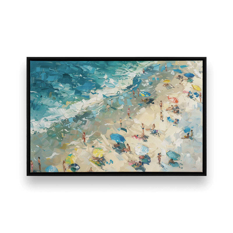 _Harmonie côtière, reproduction sur toile, Cadre flottant noir satiné, H 34 po x l 50 po x P 1,75 po