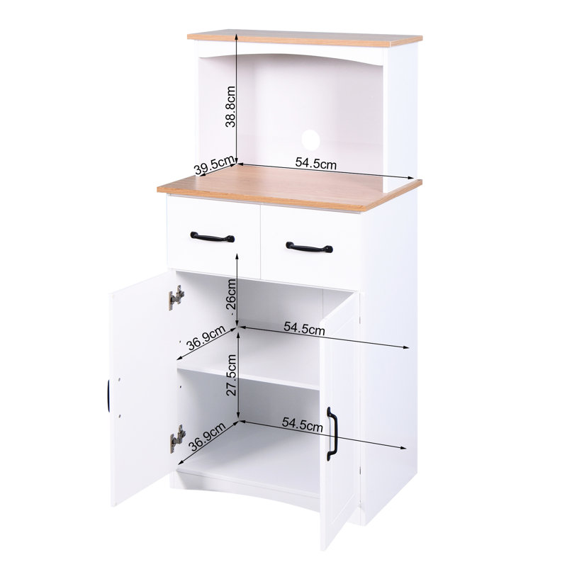 Armoire de rangement White Pantry: cuisine avec support pour micro-ondes et grand espace de rangement intérieur: armoire à 3 niveaux