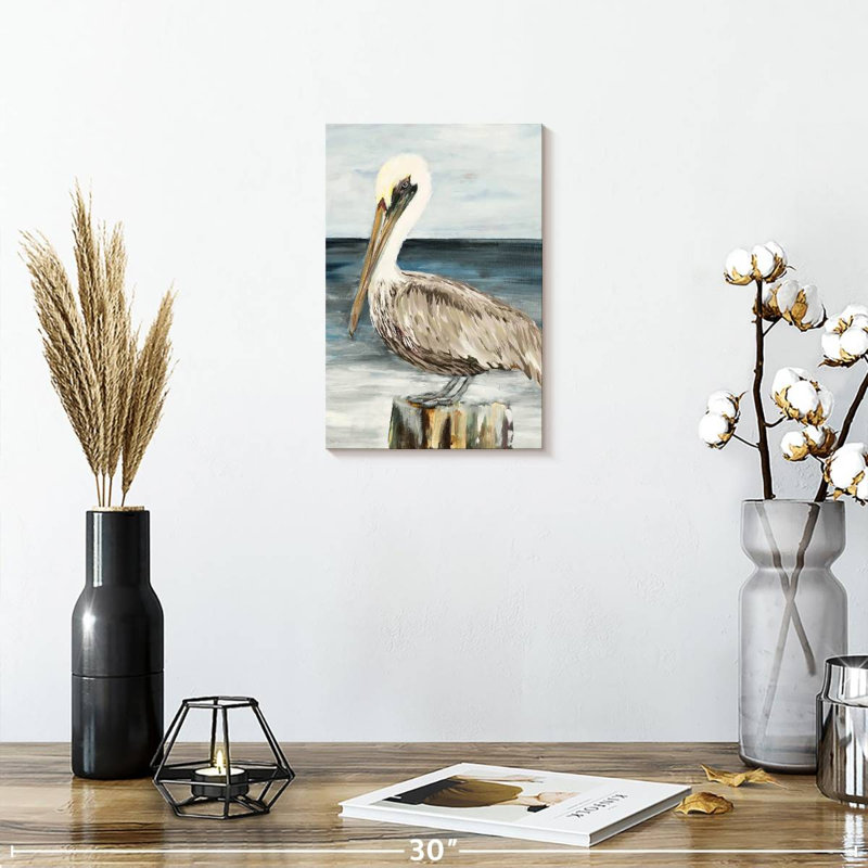 Brampt Muted Perched Pelican, 12" H x 8" W
