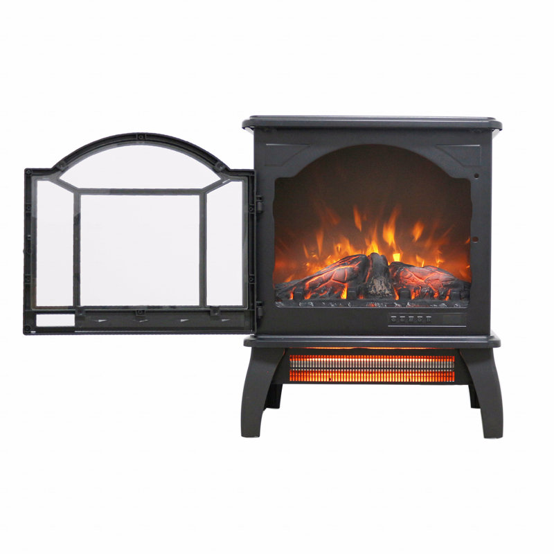 18" 3D Flame Electric Infrared Quartz Fireplace Stove With Remote Control