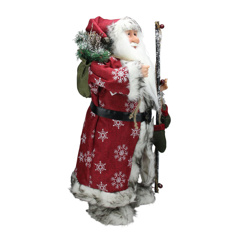 24" Snowflake Santa Claus with Staff and Mittens Christmas Figure
