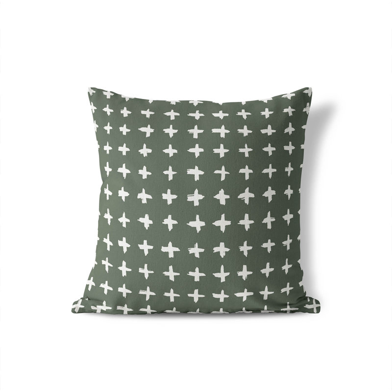 Coussin décoratif à carreaux, Chimichurri / vert, H 16 po x l 16 po