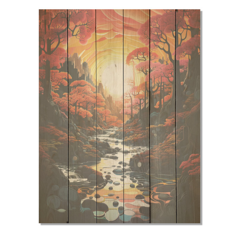 Serenity Lake Sunrise Beauty - Lake River, art mural sur bois de pin naturel, H 20 po x l 10 po