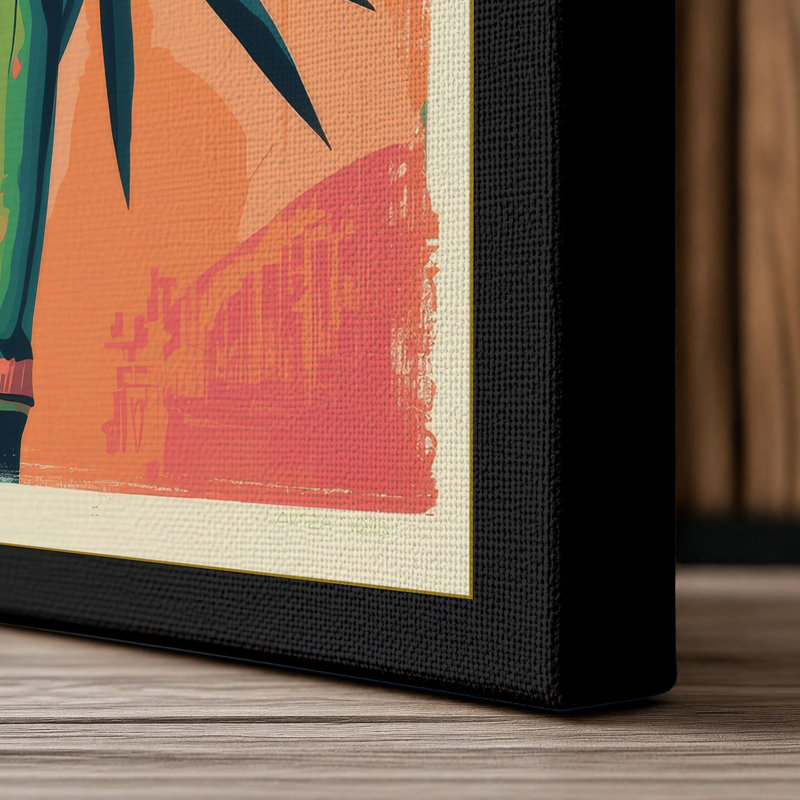 Three Bamboo Stalks Botanical - Wrapped Canvas, 18x12 - 45.7 x 30.5 cm, Black Border