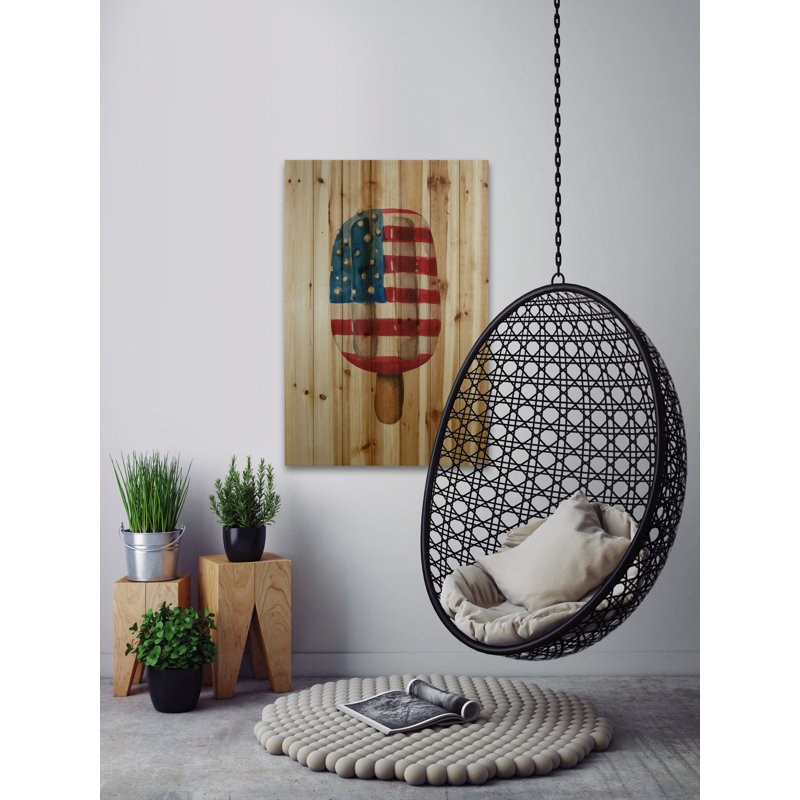 « American Flag Popsicle », impression sur bois de pin naturel, H 60 po x l 40po x P 1,5 po