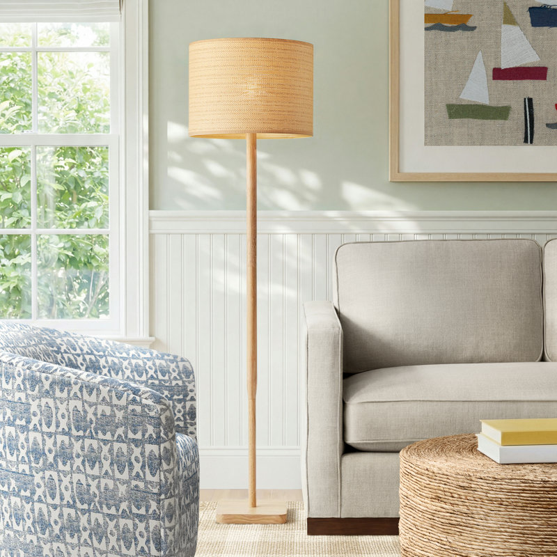 Phipps 58'' Traditional Floor Lamp, Natural Woven/Beige Trim, Natural
