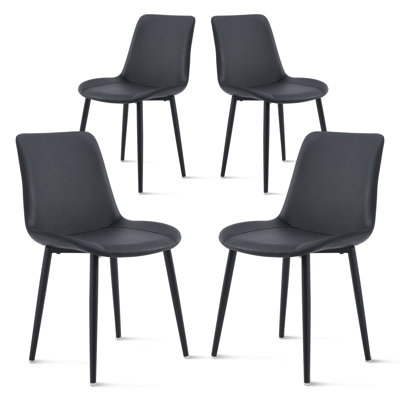 Leather Dining Chairs, Mid Century Modern Faux Leather Kitchen Chairs