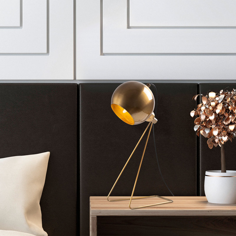 Lampe de table rétro en cuivre avec corps en métal, 11,0 x 5,9 x 17,7 pouces | Douille E14, 40 W maximum, bouton marche / arrêt sur un câble de 78,7 pouces | Design scandinave moderne, décoration glamour pour la maison et le bureau
