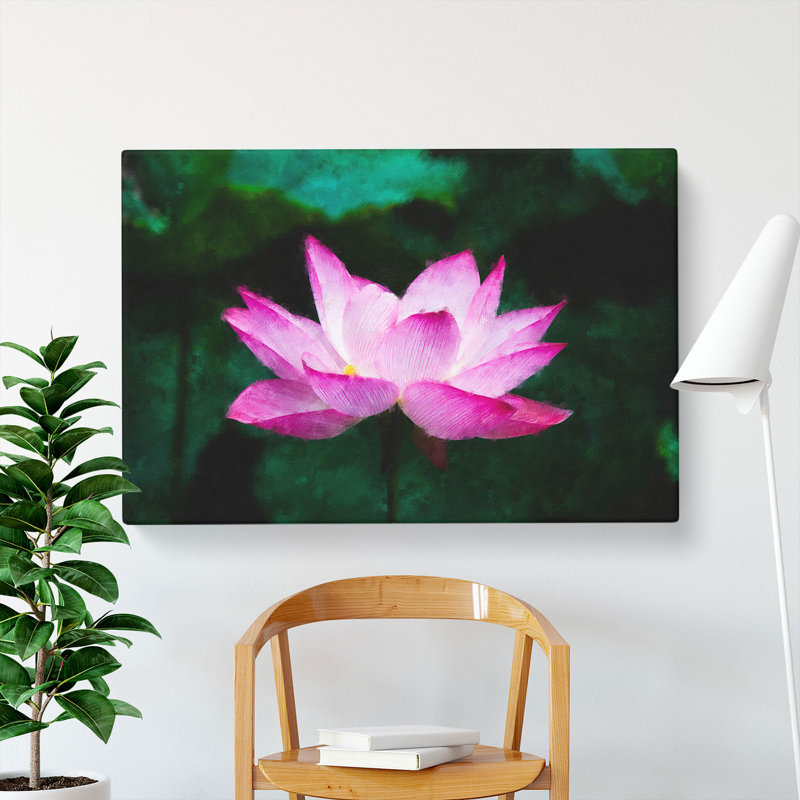 Pink Water Lily Flower Vol.2 - Wrapped Canvas Print, 35cm H x 50cm W x 3cm D