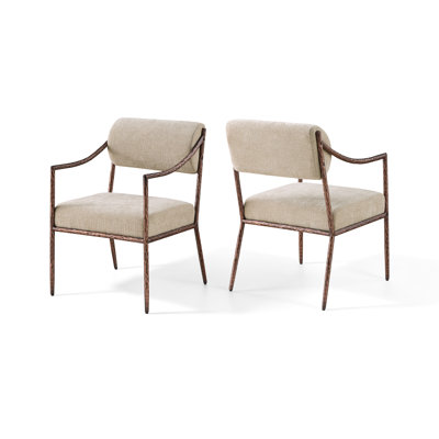 Bastille Chenille Fabric Upholstered Dining Arm Chair
